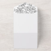 Zwart-wit geschetste vlinders alles in één all in one uitnodiging (Buitenkant)