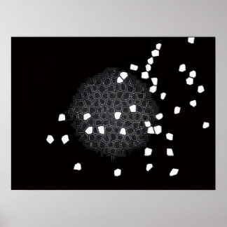 Zwart-wit gescheurde puzzelposter poster