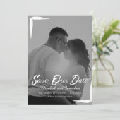 Zwart-wit geschilderd Lijst Volledige foto bruilof Save The Date (Staand voorkant)