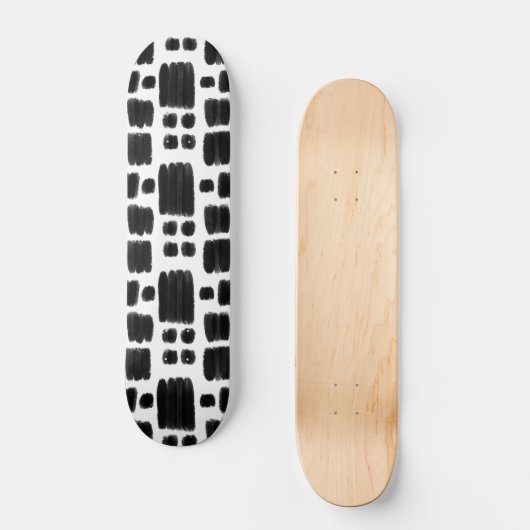 Zwart-wit geschilderde vormen persoonlijk skateboard (Voorkant)