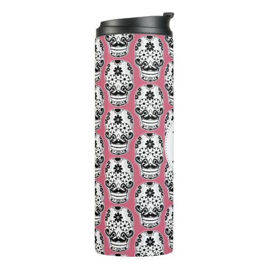 Zwart-wit gesnuffeld Suikertje Thermosbeker (Gedraaid links)