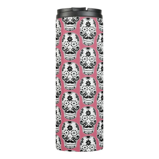 Zwart-wit gesnuffeld Suikertje Thermosbeker (Achterkant)