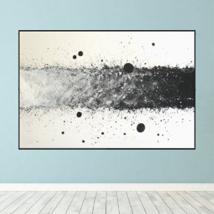 Zwart-wit gespat abstract muurkunst canvas afdruk