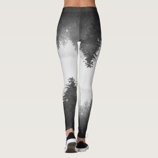 Zwart-wit gespiegeld bos leggings (Achterkant)