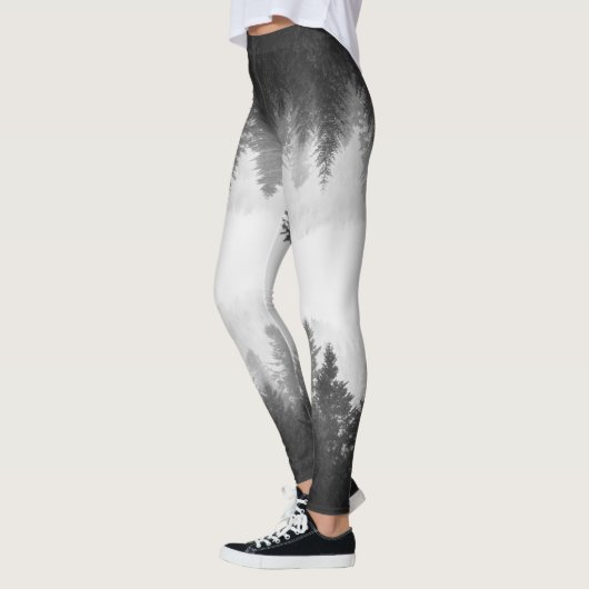 Zwart-wit gespiegeld bos leggings (Links)
