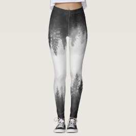 Zwart-wit gespiegeld bos leggings