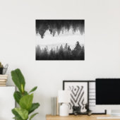 Zwart-wit gespiegeld bos poster (Thuiskantoor)