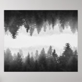Zwart-wit gespiegeld bos poster (Voorkant)