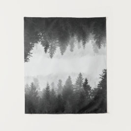 Zwart-wit gespiegeld bos wandkleed