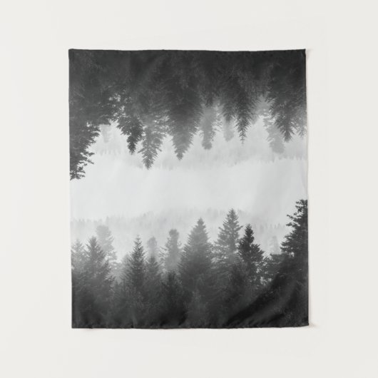 Zwart-wit gespiegeld bos wandkleed (Voorkant)