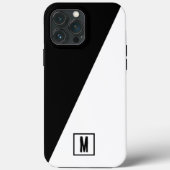 Zwart-wit gesplitst Aangepast monogram initiaal Case-Mate iPhone Case (Achterkant)