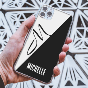 Zwart & wit gesplitst klassiek script monogram Case-Mate iPhone case