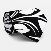 Zwart-wit gestileerd bloemmotief stropdas (Opgerold)