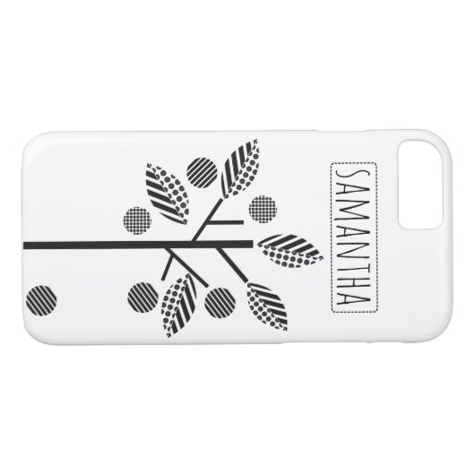 Zwart, wit gestileerde boom en moderne fruit Case-Mate iPhone case (Achterkant (Horizontaal))