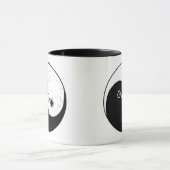 Zwart/wit gestileerde mok rust in meerdere talen (Midden)