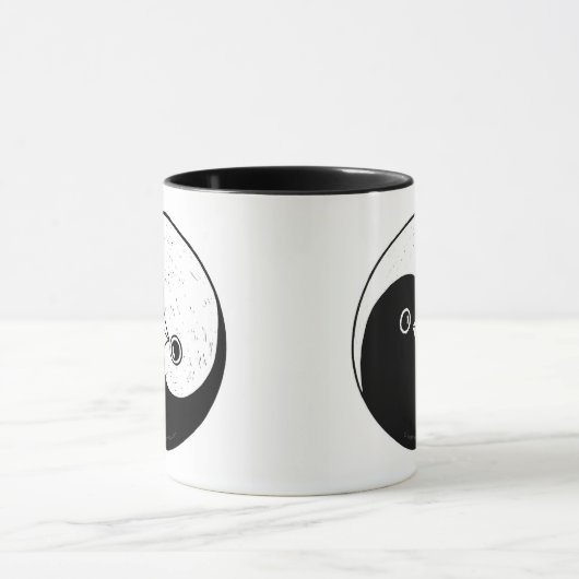 Zwart/wit gestileerde mok rust in meerdere talen (Midden)