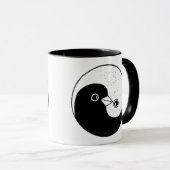 Zwart/wit gestileerde mok rust in meerdere talen (Voorkant rechts)