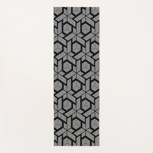 Zwart-wit gestippeld geometrisch patroon yogamat (Voorkant)