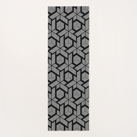 Zwart-wit gestippeld geometrisch patroon yogamat (Achterkant)