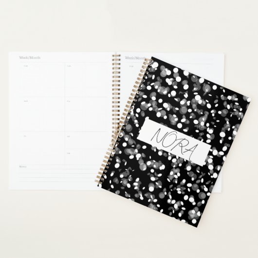 Zwart-wit gestippeld gepersonaliseerd planner (Display)