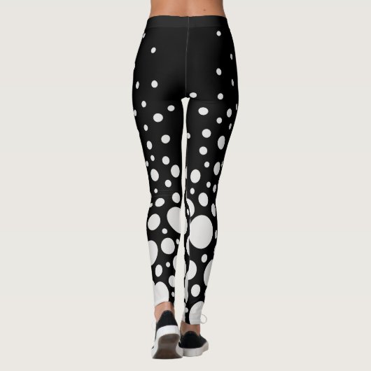 Zwart-wit gestippeld leggings (Achterkant)