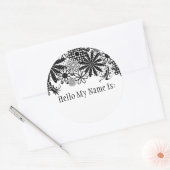 Zwart-wit gestippelde bloemen naam badge Sticker (Envelop)