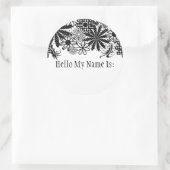 Zwart-wit gestippelde bloemen naam badge Sticker (Tas)