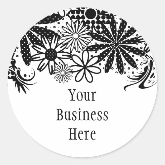 Zwart-wit gestippelde bloemen Sticker (Voorkant)