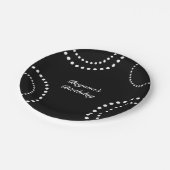 Zwart-wit gestippelde cirkels modern feest papieren bordje (Gekanteld)