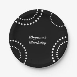 Zwart & wit gestippelde cirkels moderne partij papieren bordje