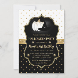 Zwart-wit gestippelde Halloween 21e verjaardag Kaart
