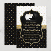 Zwart-wit gestippelde Halloween Sweet 16 Kaart (Voorkant / Achterkant)