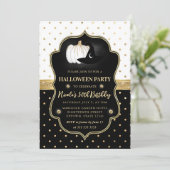 Zwart-wit gestippelde Halloween-verjaardag Kaart (Staand voorkant)