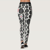 Zwart-wit gestippelde legging voor vrouwen (Achterkant)