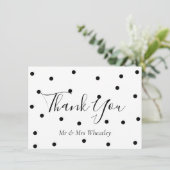 Zwart-wit gestippelde trouw-hartelijkdankjewel bedankkaart (Staand voorkant)