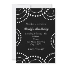 Zwart-wit gestippelde wervelende feestuitnodiginge