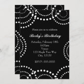 Zwart-wit gestippelde wervelende feestuitnodiginge kaart (Voorkant / Achterkant)