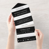 Zwart-wit gestreept All-in-One trouwuitnodiging All In One Uitnodiging (Afscheurbaar)