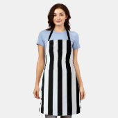 Zwart-wit gestreept Apron Schort (Gedragen)