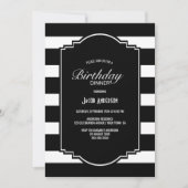 Zwart-wit gestreept avondeten kaart (Voorkant)