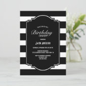 Zwart-wit gestreept avondeten kaart (Staand voorkant)