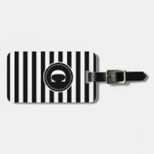 Zwart/wit gestreept Bagagelabel (Voorkant horizontaal)