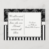 Zwart & Wit Gestreept Barok Aankondigingskaart (Achterkant)