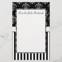 Zwart-wit gestreept barok briefpapier