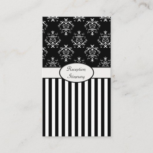 Zwart-wit gestreept barok informatiekaartje (Voorkant)