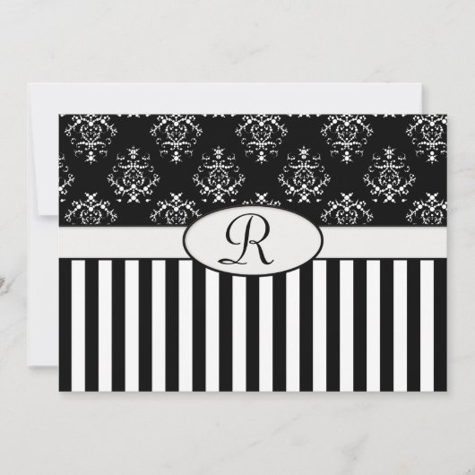 Zwart-wit gestreept barok kaart (Voorkant)