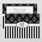 Zwart-wit gestreept barok kaart (Voorkant / Achterkant)