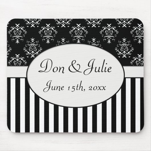 Zwart-wit gestreept barok muismat (Voorkant)