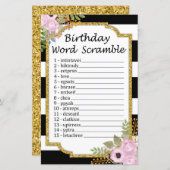 Zwart wit gestreept Birthday Word Scramble Game (Voorkant / Achterkant)