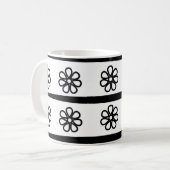 Zwart-wit gestreept bloemmotief koffiemok (Voorkant links)